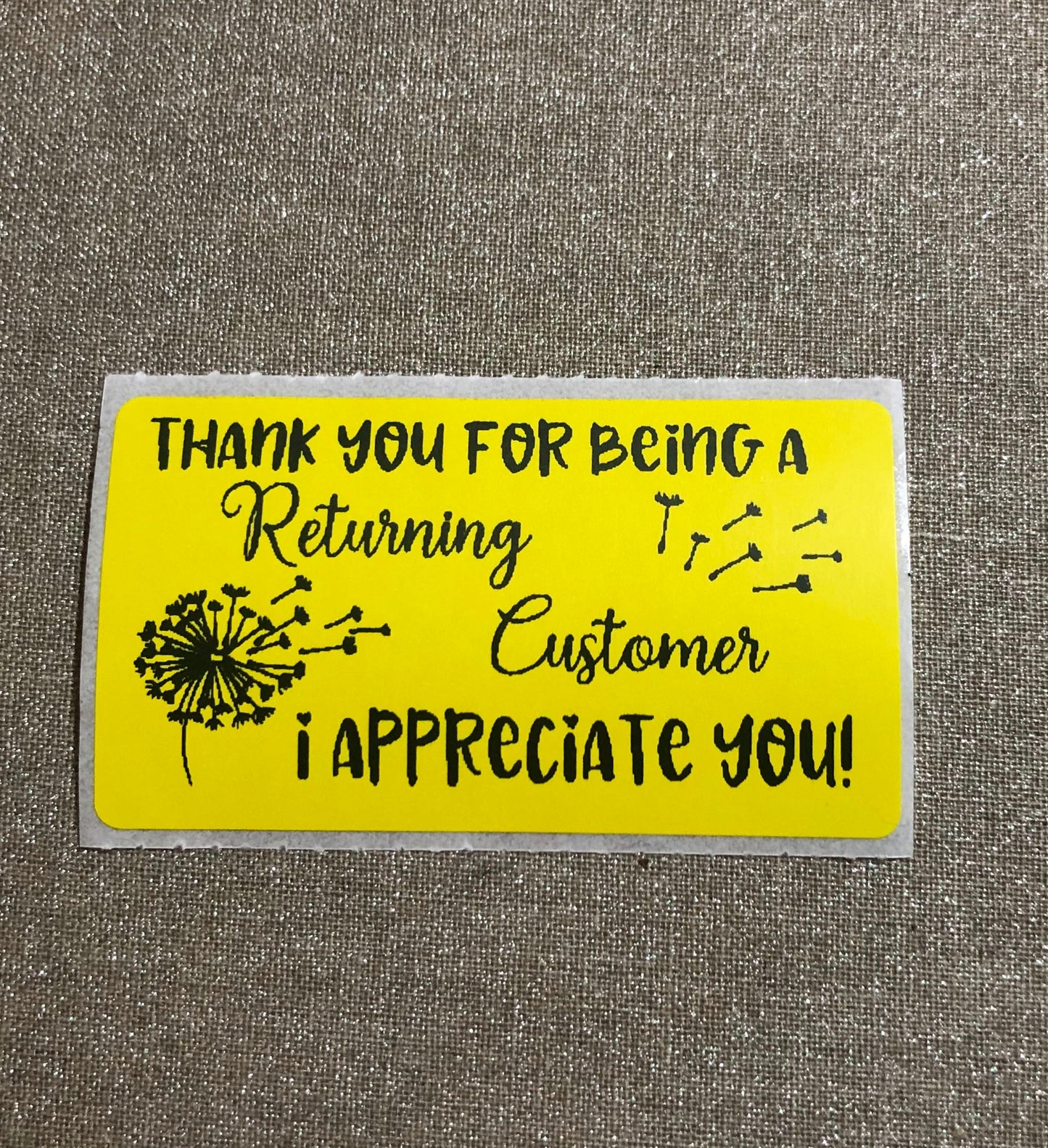 Thank You For Being A Returning Customer I Appreciate You Stickers, Thermal Printer Labels, 2.25 x 1.25 Inch Small Business Packaging Stickers