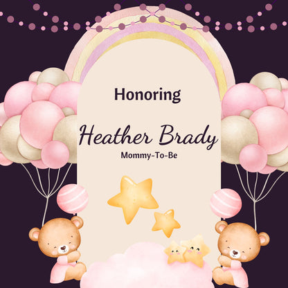 Pink and Purple Bear Baby Shower Animated Invitations