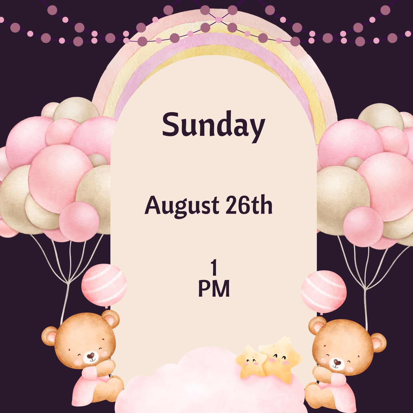 Pink and Purple Bear Baby Shower Animated Invitations