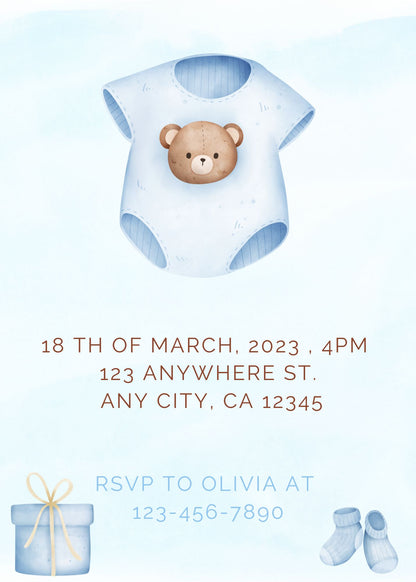 Can Bearly Wait Baby Shower Animated Invitation