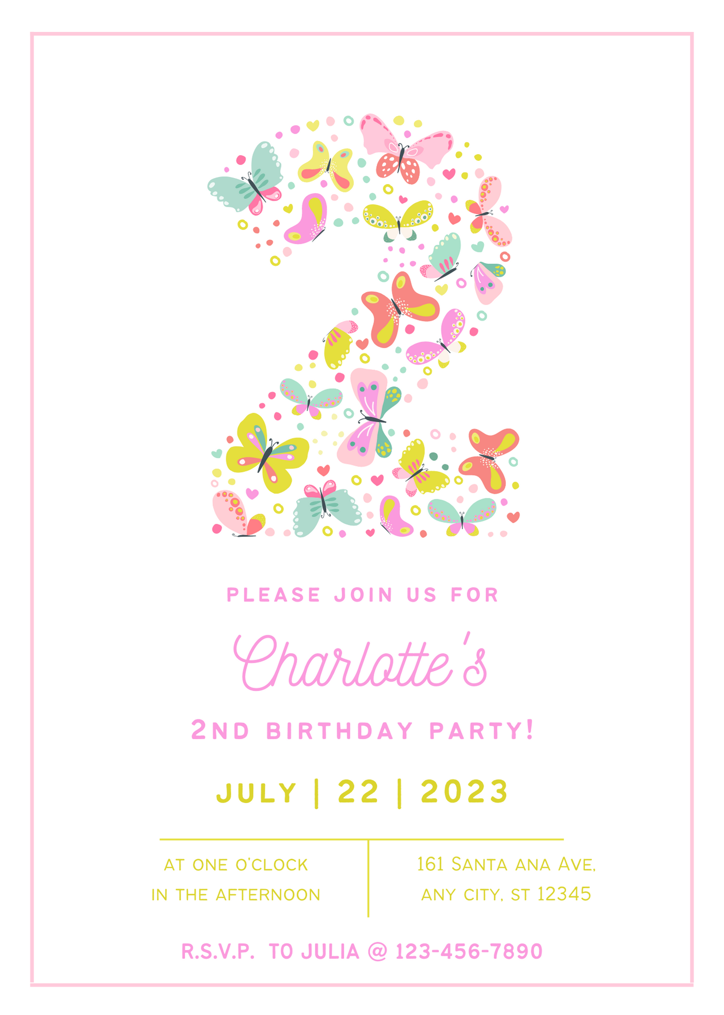 Cute Butterfly Birthday Invitation | Printed and Digital Invitations