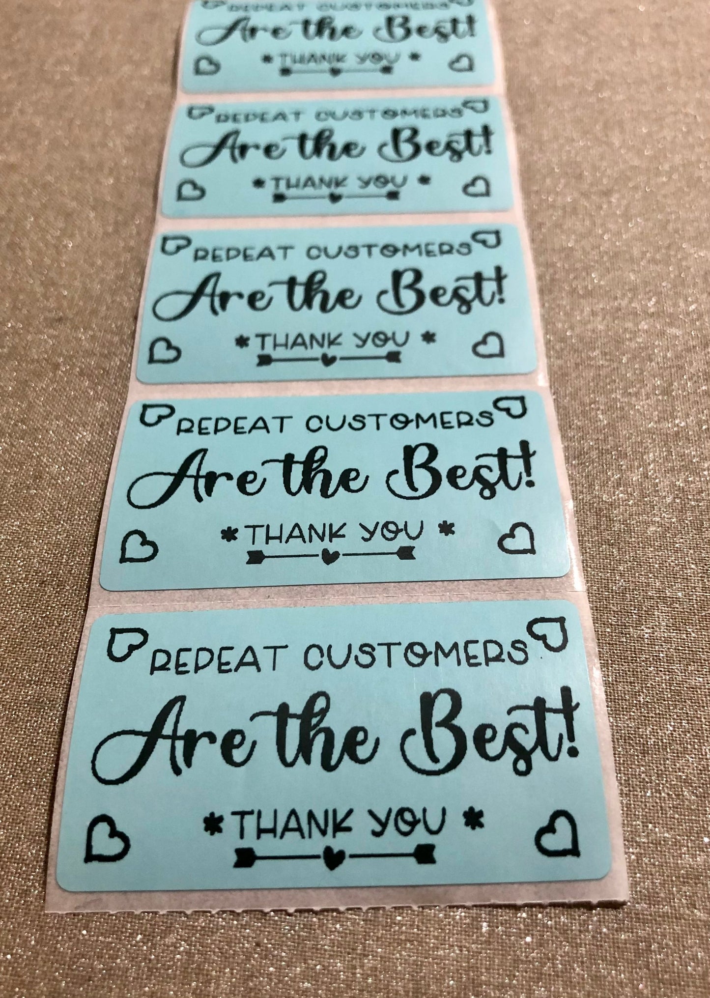 Repeat Customers Are The Best! Thank You Stickers, Thermal Printer Labels, 2.25 x 1.25 Inch Small Business Packaging Stickers