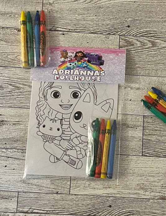 Mini Coloring Pages and Crayons,  Set of 12  Birthday Party Favors, Party Supplies, Birthday Coloring Book, Birthday Party, Coloring Books, Party Favors