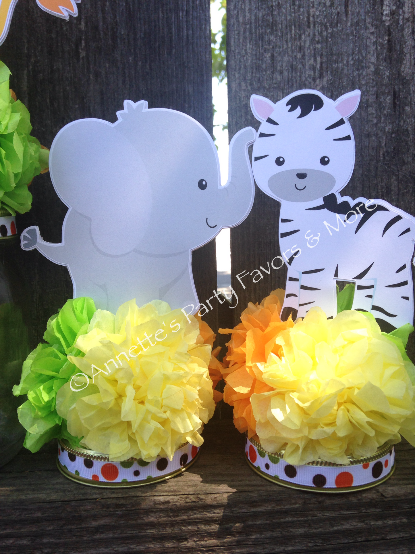 Safari Jar Centerpiece Toppers Set of 5 Baby Shower Birthday Jungle