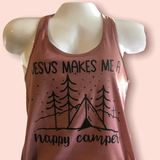 Jesus Makes Me A Happy Camper Tank Top