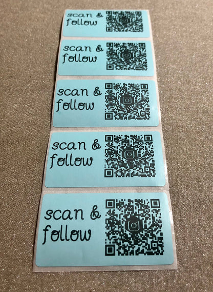 Scan & Follow with QR Code Horizontal Thank You Stickers, Thermal Printer Labels, 2.25 x 1.25 Inch Small Business Packaging Stickers