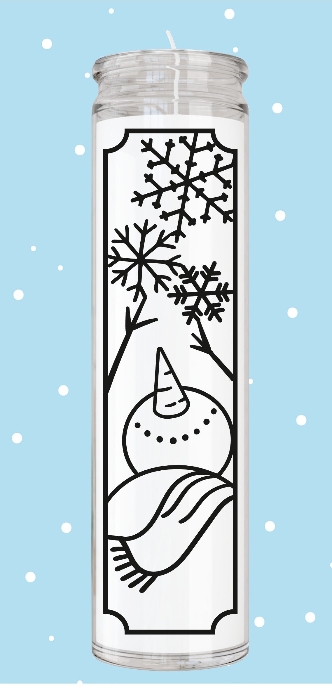 Snowman and Snowflakes Christmas Candle