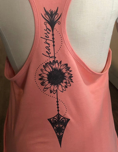 Fearless Sunflower Arrow Racerback Tank Top